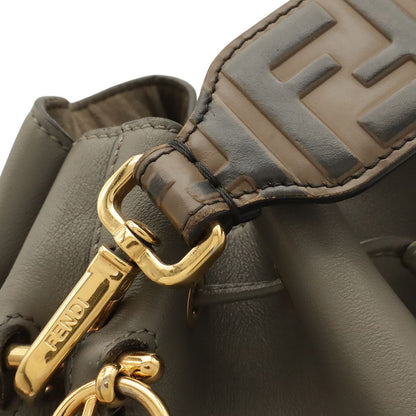 Fendi Montresor FF Logo Zucca Bucket Bag Drawstring 2-Way Leather Gray Brown — view 6