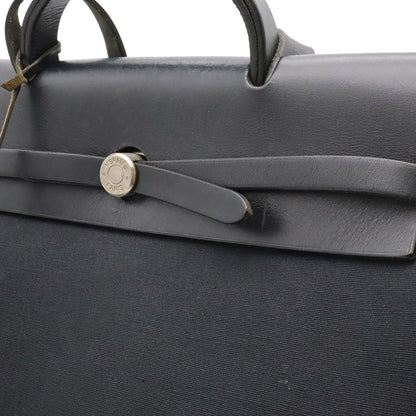 Hermes Herbag MM 2-Way Shoulder Bag Toile Officier Canvas Black — view 8