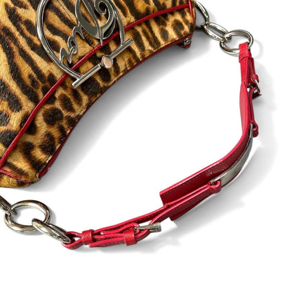 Dior Diva Leopard Pony Hair Bag Brown Red Calf Leather — view 7