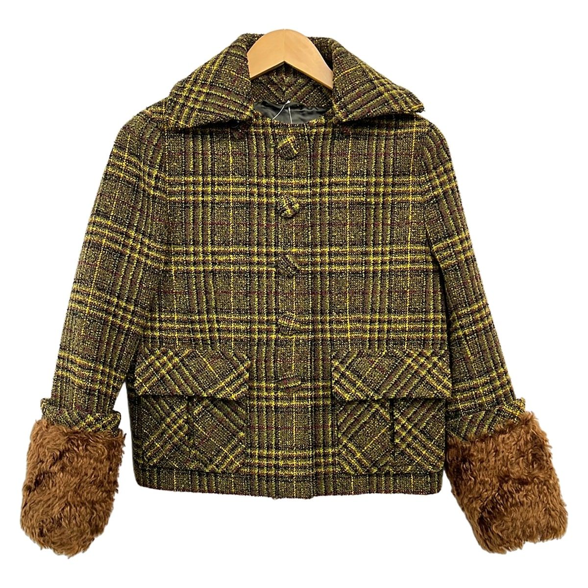 Prada Coat S Khaki Dark Brown Multi 38