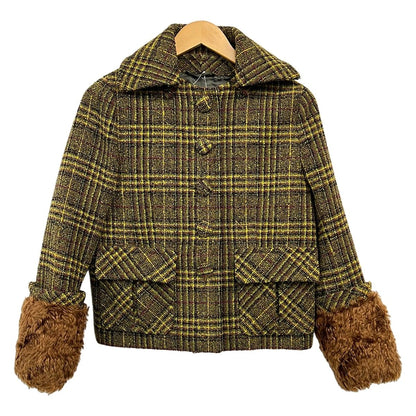 Prada Coat S Khaki Dark Brown Multi 38