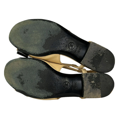 Chanel Sandals C Beige Black Ribbon Leather — view 4