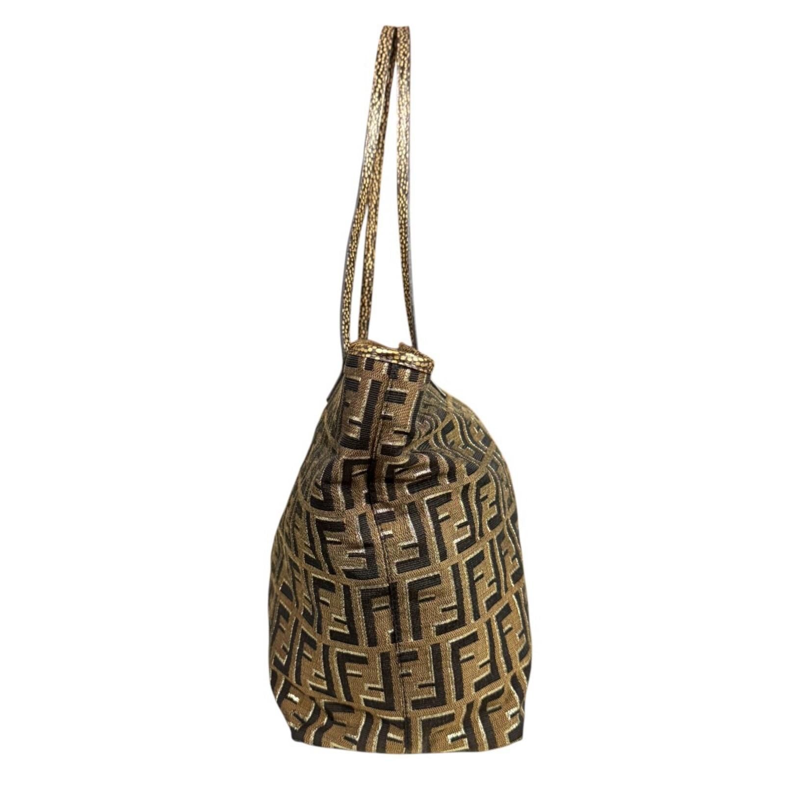 Fendi Zucca Tote Bag Canvas Brown — view 3