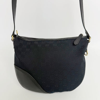 Gucci Interlocking G GG Canvas Shoulder Bag Black Gold Vintage — view 4