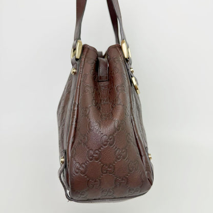Gucci Abbey Line Guccissima Shoulder Tote Bag Leather Brown Gold Vintage — view 4