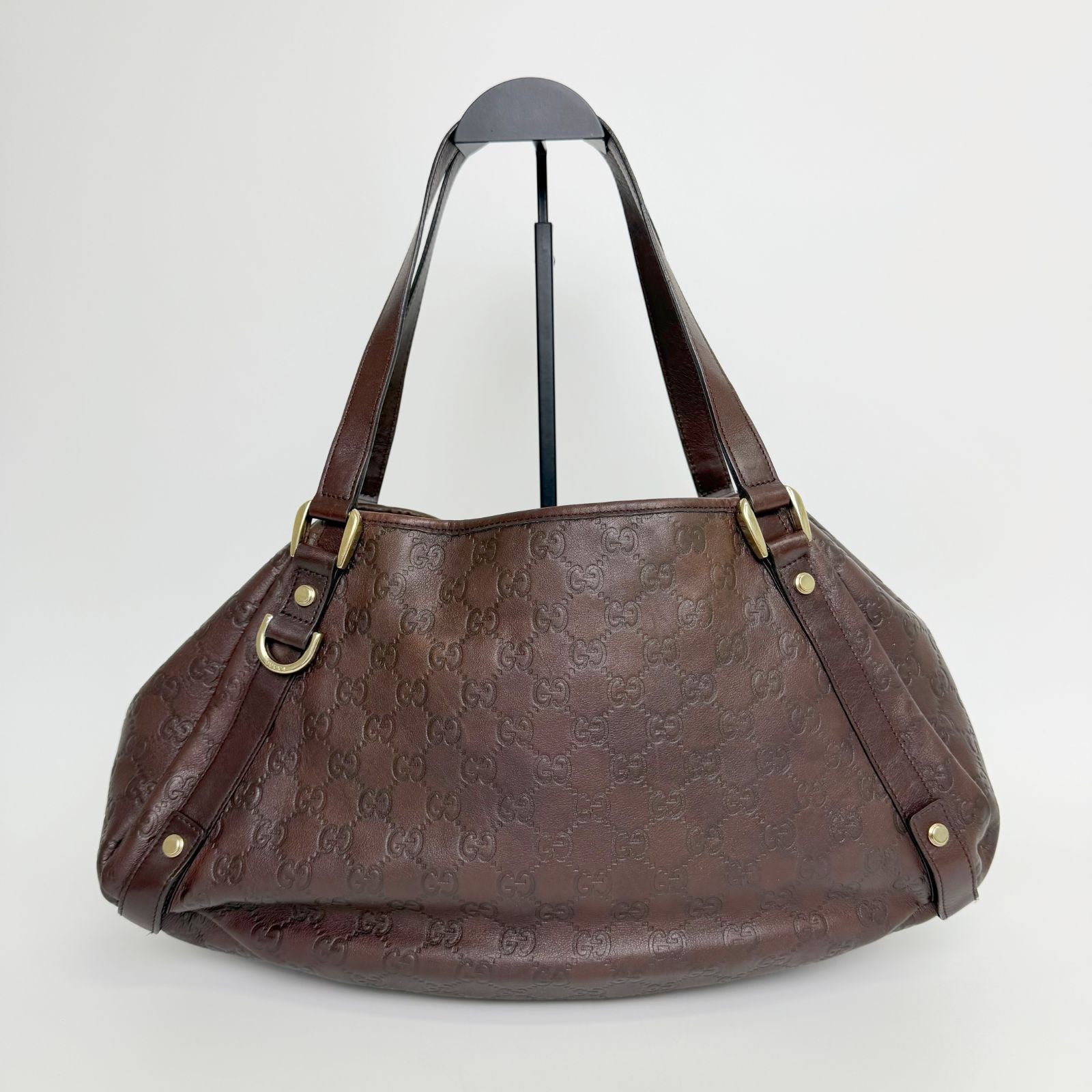 Gucci Abbey Line Guccissima Shoulder Tote Bag Leather Brown Gold Vintage — view 3