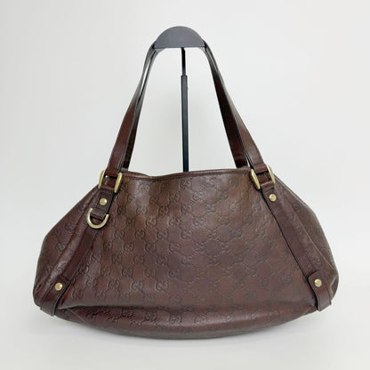 Gucci Abbey Line Guccissima Shoulder Tote Bag Leather Brown Gold Vintage — view 3