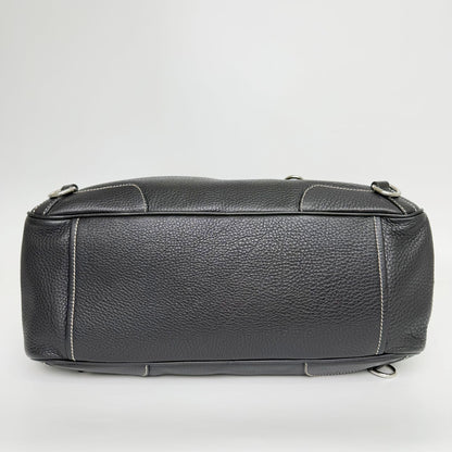 Prada Double Buckle with Cadena Leather Boston Bag Black Silver Vintage — view 8