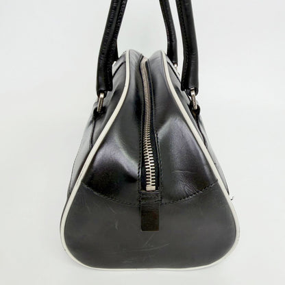 Prada Archive Bowling Bag Leather Black Silver Vintage — view 4