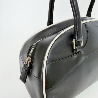 Prada Archive Bowling Bag Leather Black Silver Vintage — view 6