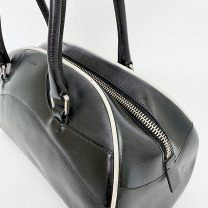 Prada Archive Bowling Bag Leather Black Silver Vintage — view 8