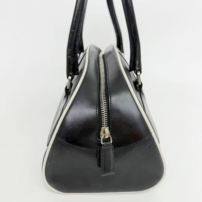Prada Archive Bowling Bag Leather Black Silver Vintage — view 5