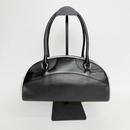 Prada Archive Bowling Bag Leather Black Silver Vintage — view 2