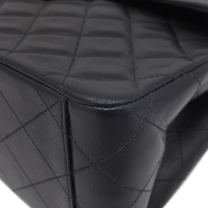 Chanel Shoulder Bag Maxi Quilted Lambskin Black Gold Flap Chain — view 4