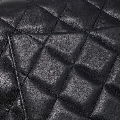 Chanel Shoulder Bag Maxi Quilted Lambskin Black Gold Flap Chain — view 6