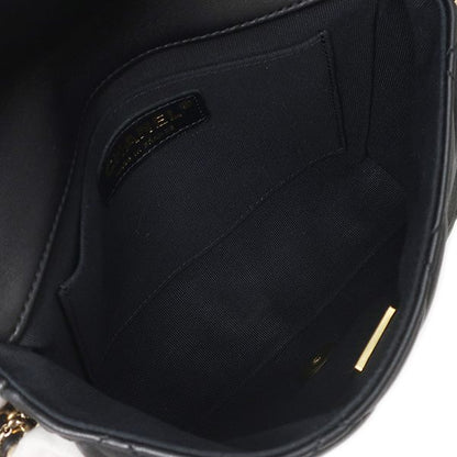 Chanel Shoulder Bag Quilted Pearl CC Logo Lambskin Black Vintage Chain — view 8