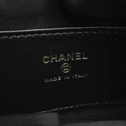 Chanel Quilted Pouch Lambskin Black Champagne Gold CC Logo Mini Bag Chain — view 8