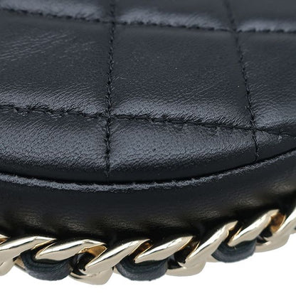 Chanel Quilted Pouch Lambskin Black Champagne Gold CC Logo Mini Bag Chain — view 4