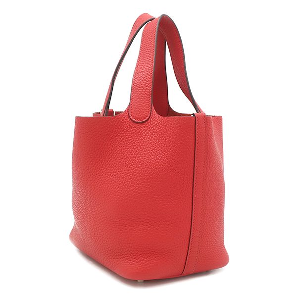 Hermes Handbag Picotin Lock 18 PM Taurillon Clemence Rouge de Coeur Silver — view 3