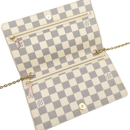 Louis Vuitton Chain Wallet Pochette Weekend Summer Trunk Leather Damier Azur — view 7