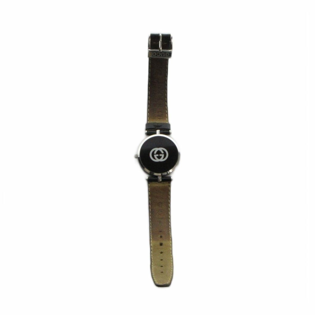 Gucci Watch Quartz Roman Black Dial Leather Strap Silver — view 4