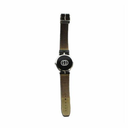 Gucci Watch Quartz Roman Black Dial Leather Strap Silver — view 4