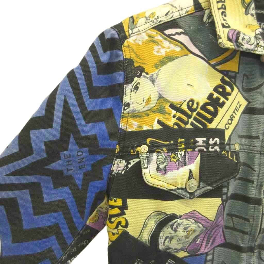 Versace Jeans Couture Comic Pattern Cropped Jacket Yellow Blue All Over Print S — view 4