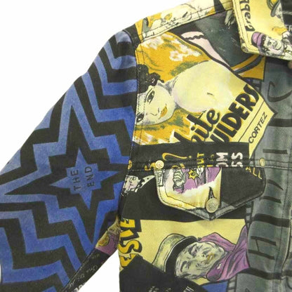 Versace Jeans Couture Comic Pattern Cropped Jacket Yellow Blue All Over Print S — view 4