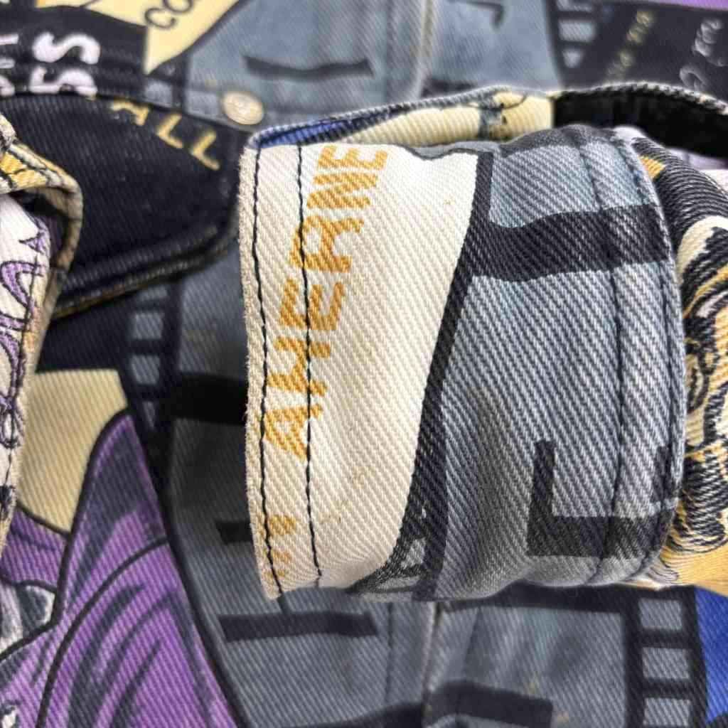 Versace Jeans Couture Comic Pattern Cropped Jacket Yellow Blue All Over Print S — view 6