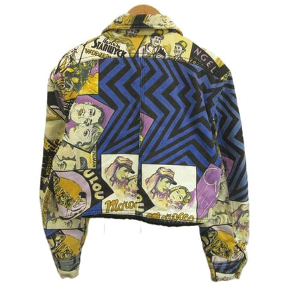 Versace Jeans Couture Comic Pattern Cropped Jacket Yellow Blue All Over Print S — view 2