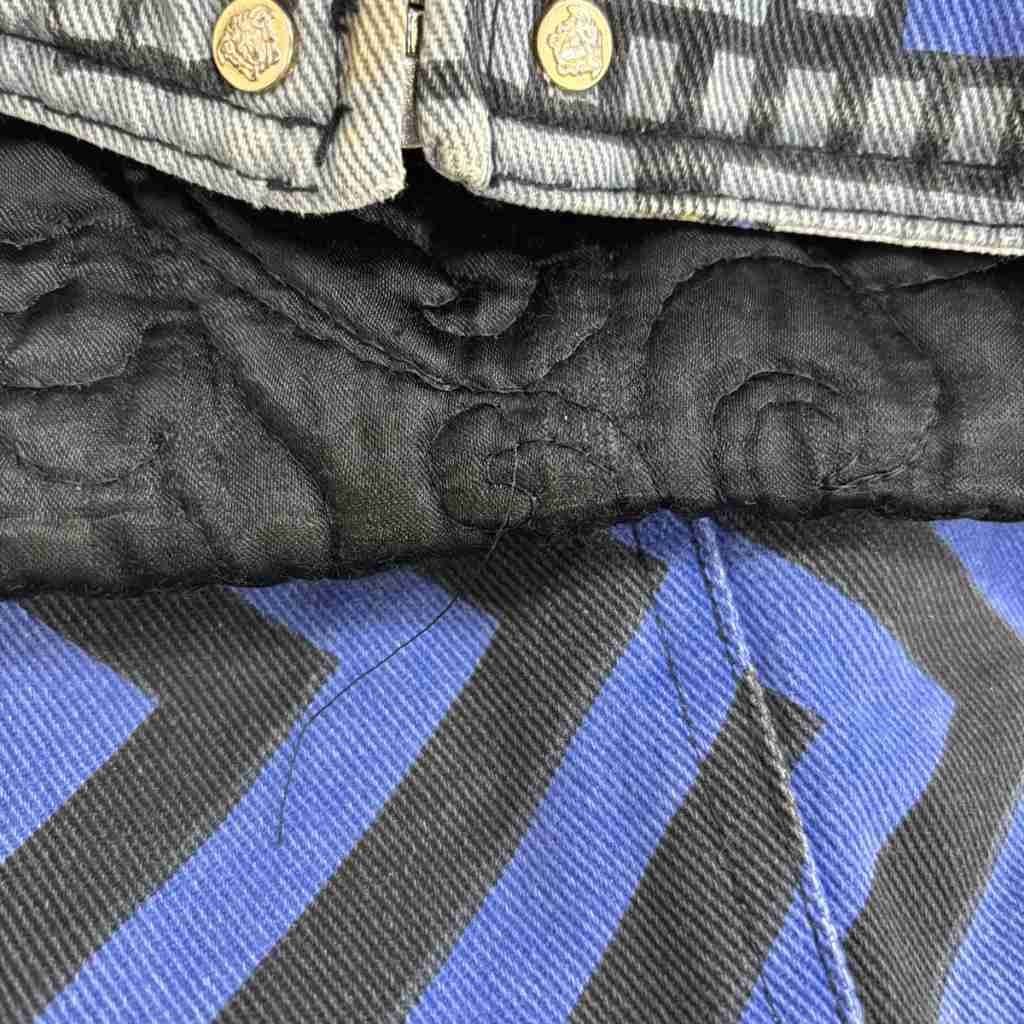 Versace Jeans Couture Comic Pattern Cropped Jacket Yellow Blue All Over Print S — view 8