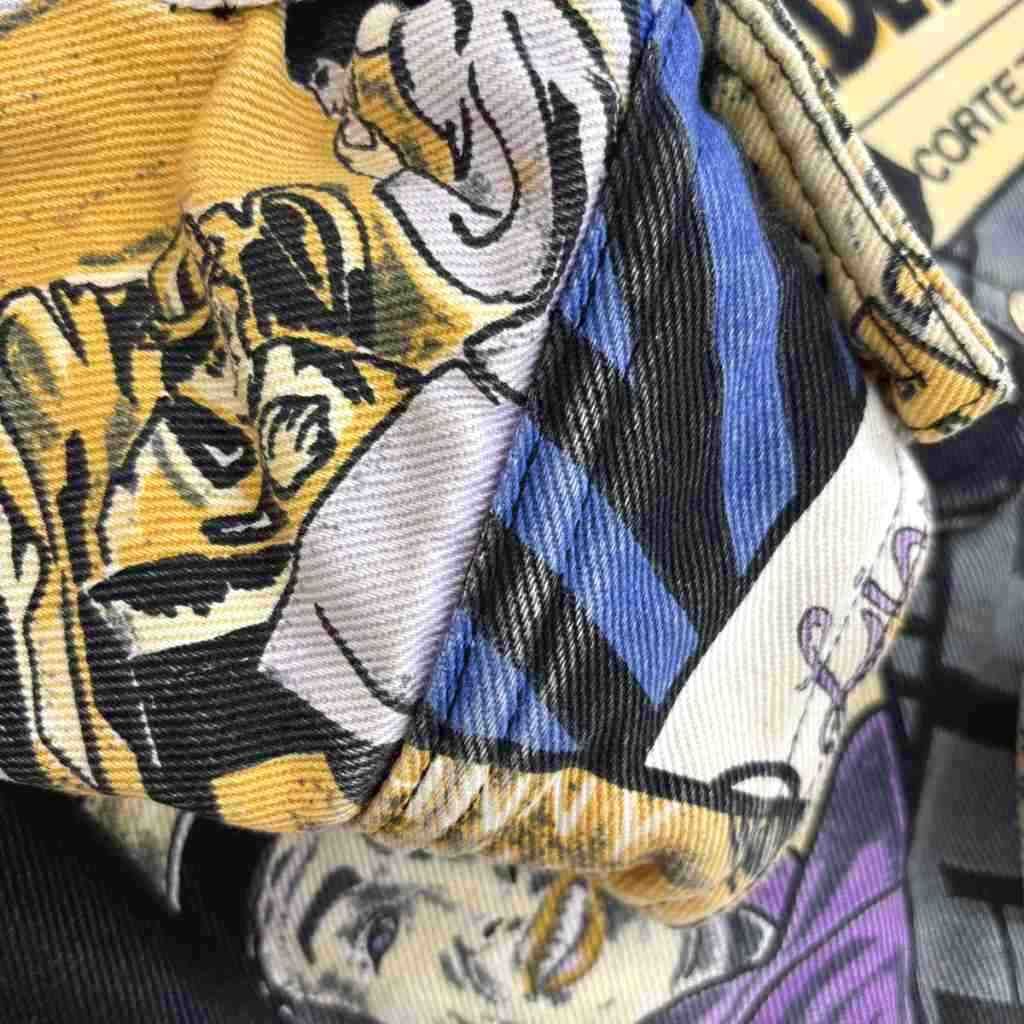 Versace Jeans Couture Comic Pattern Cropped Jacket Yellow Blue All Over Print S — view 5