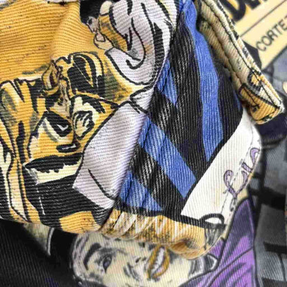 Versace Jeans Couture Comic Pattern Cropped Jacket Yellow Blue All Over Print S — view 5