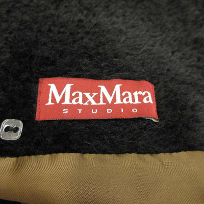 Max Mara Studio Hooded Coat Alpaca Wool Blend Real Fur Middle Length Fully Lined — view 4