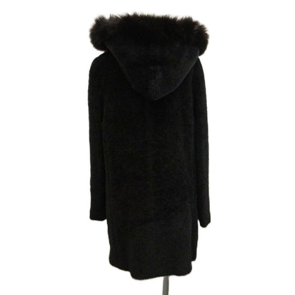 Max Mara Studio Hooded Coat Alpaca Wool Blend Real Fur Middle Length Fully Lined — view 3