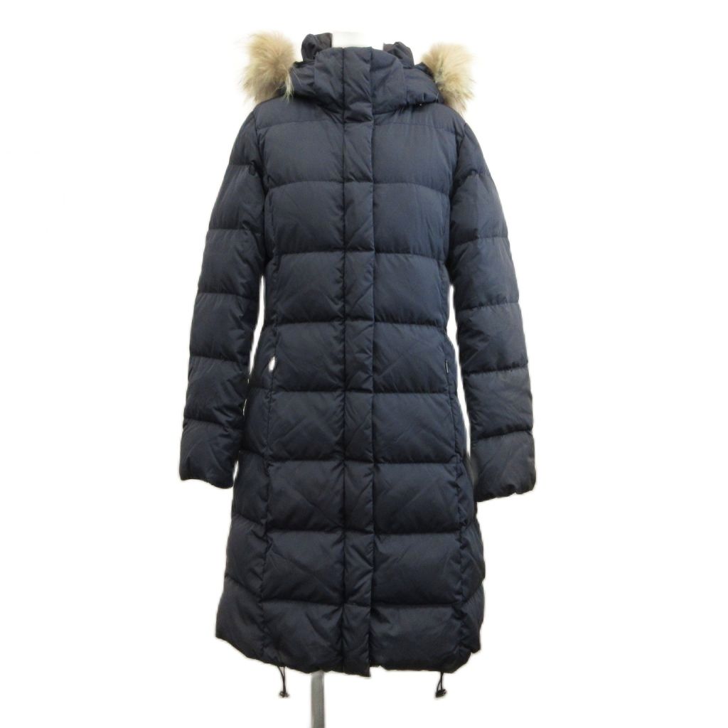 Max Mara Weekend Line Down Coat a Nylon Quilted Real Fur Long Hood Stand