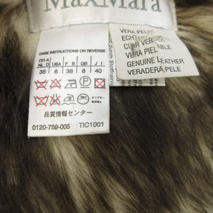 Max Mara White Tag Shearling Coat Leather Real Fur Long M Ivory XZ GY 18 40 — view 7