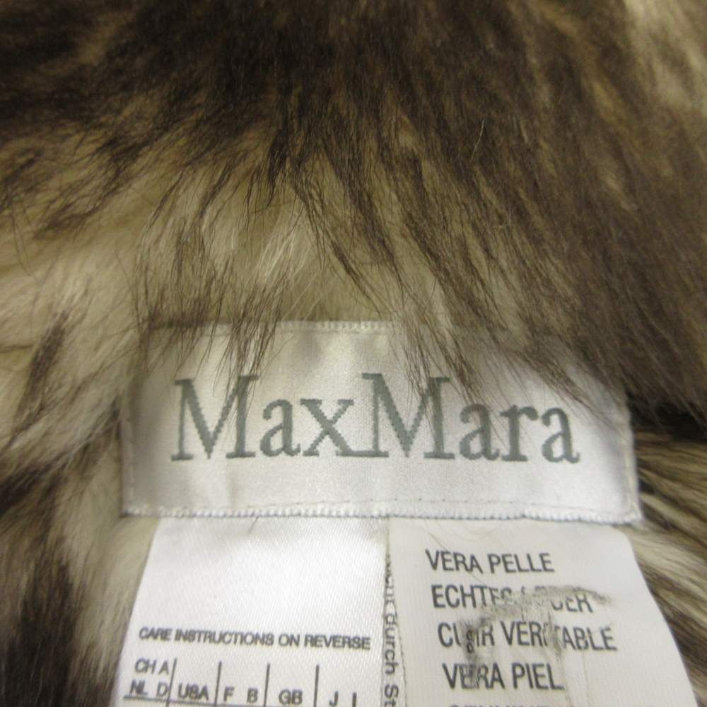 Max Mara White Tag Shearling Coat Leather Real Fur Long M Ivory XZ GY 18 40 — view 6