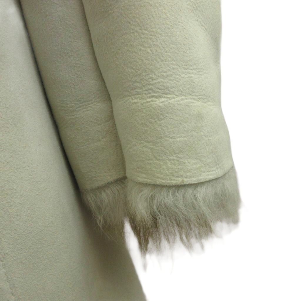 Max Mara White Tag Shearling Coat Leather Real Fur Long M Ivory XZ GY 18 40 — view 5