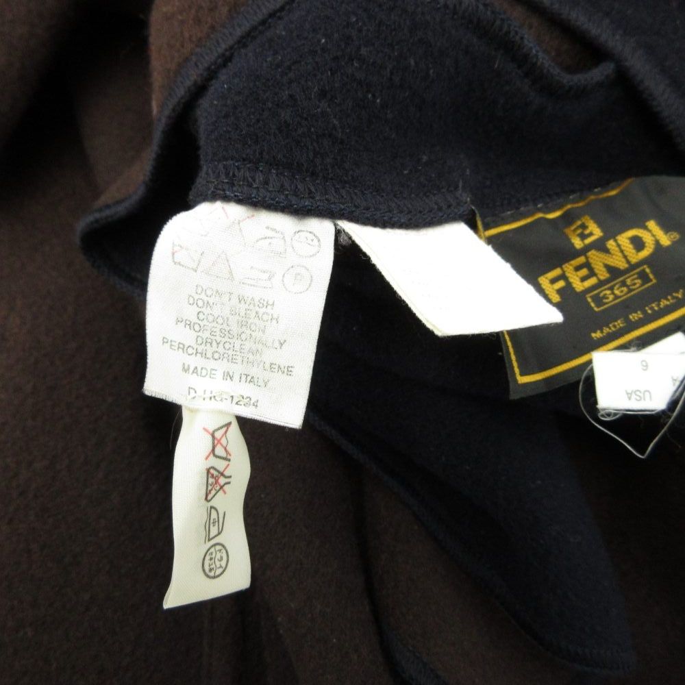 Fendi Reversible Wool Coat Outer Cashmere Blend a Line Bicolor M Navy Brown 40 — view 6