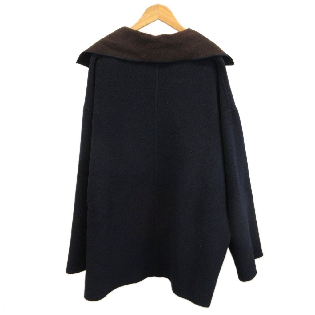 Fendi Reversible Wool Coat Outer Cashmere Blend a Line Bicolor M Navy Brown 40 — view 2