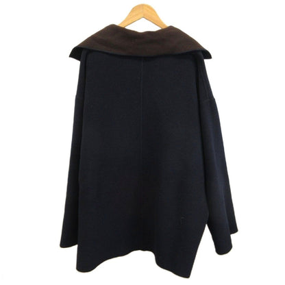 Fendi Reversible Wool Coat Outer Cashmere Blend a Line Bicolor M Navy Brown 40 — view 2