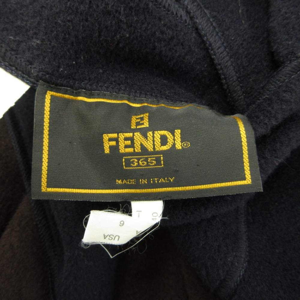 Fendi Reversible Wool Coat Outer Cashmere Blend a Line Bicolor M Navy Brown 40 — view 3