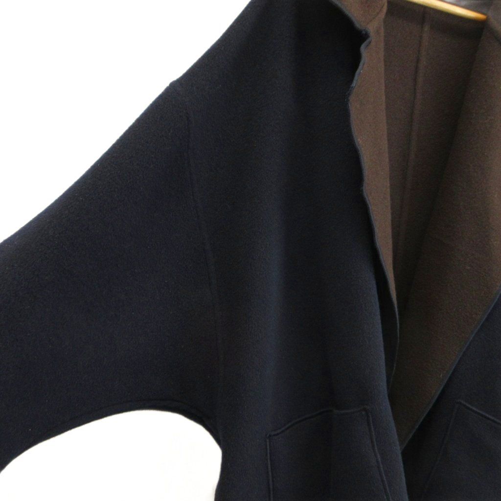 Fendi Reversible Wool Coat Outer Cashmere Blend a Line Bicolor M Navy Brown 40 — view 4