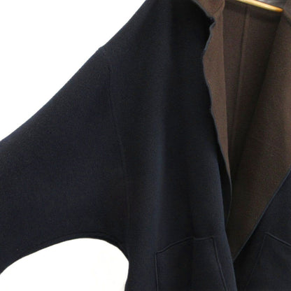 Fendi Reversible Wool Coat Outer Cashmere Blend a Line Bicolor M Navy Brown 40 — view 4