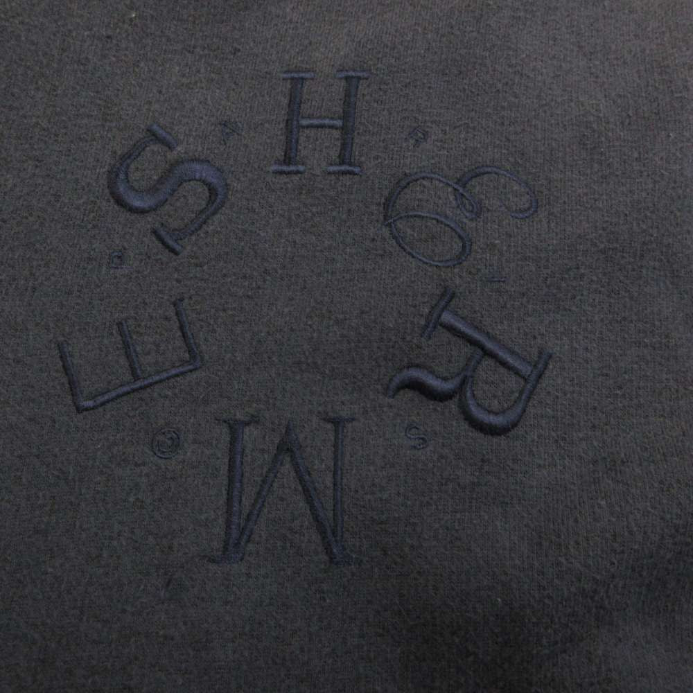 Hermes Jacket Mid Length Drawstring Zip Up Logo Embroidery Navy M — view 6