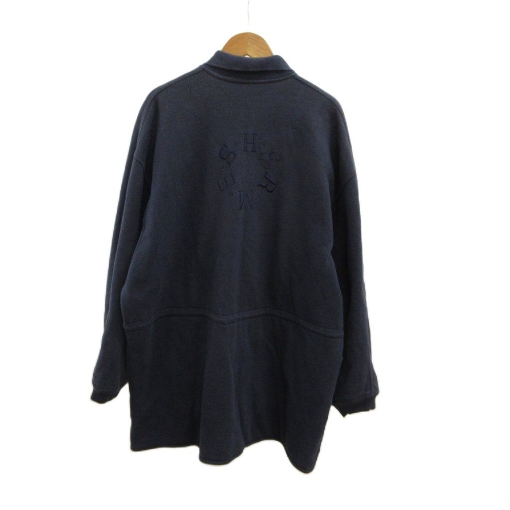Hermes Jacket Mid Length Drawstring Zip Up Logo Embroidery Navy M — view 2