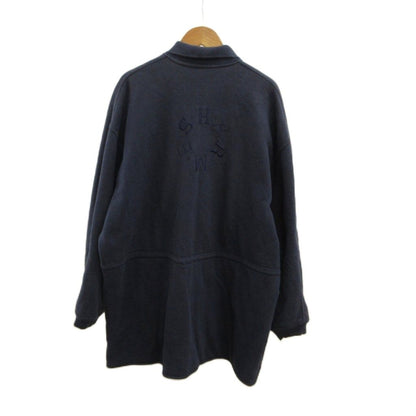 Hermes Jacket Mid Length Drawstring Zip Up Logo Embroidery Navy M — view 2
