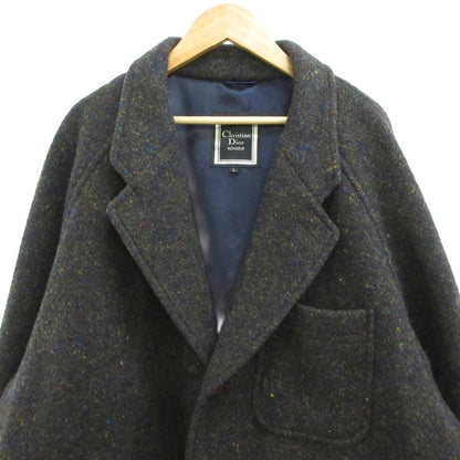 Dior Vintage Nep Tweed Tailored Jacket Wool Dark Gray Covered Buttons PP L — view 3