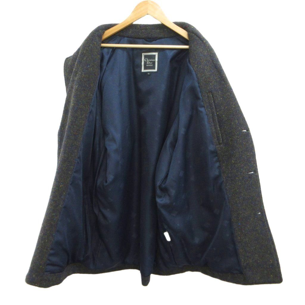 Dior Vintage Nep Tweed Tailored Jacket Wool Dark Gray Covered Buttons PP L — view 4